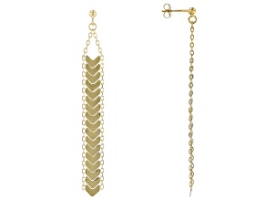 14K Yellow Gold Dangle Chevron Earrings