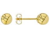 18K Yellow Gold 6MM Ball Stud Earrings