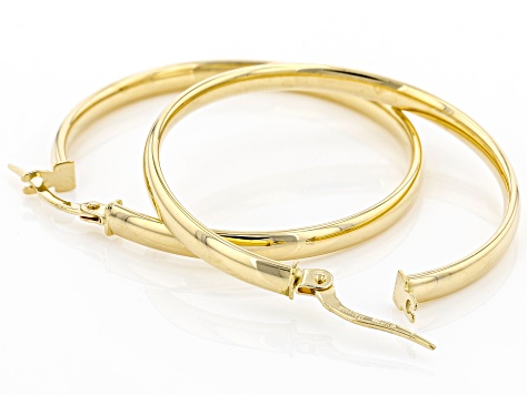 18K Yellow Gold 3x30MM Giotto Tube Hoop Earrings