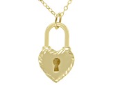 14K Yellow Gold Heart Lock 18 Inch Necklace