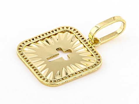 14K Yellow Gold Diamond-Cut Cross Pendant