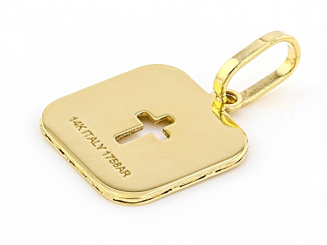 14K Yellow Gold Diamond-Cut Cross Pendant