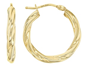 18K Yellow Gold Twisted Tube Hoop Earrings