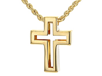 Picture of 14K Yellow Gold Sliding Cross Rope Necklace
