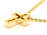 14K Yellow Gold Sliding Cross Rope Necklace