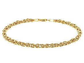 14K Yellow Gold Double Domed Byzantine Link Bracelet