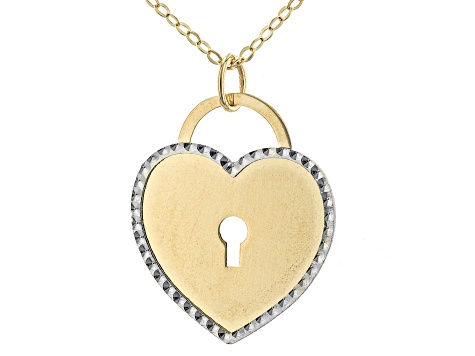 14k Two-Tone Heart Lock 18 Inch Necklace - GS166 | JTV.com