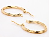 14K Yellow Gold Oval Square Hoops