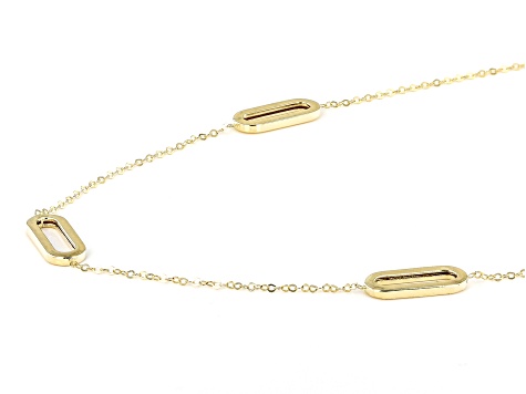 14K Yellow Gold Paperclip Station 20 Inch Chain Necklace