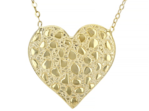 14K Yellow Gold Heart 18 Inch Necklace