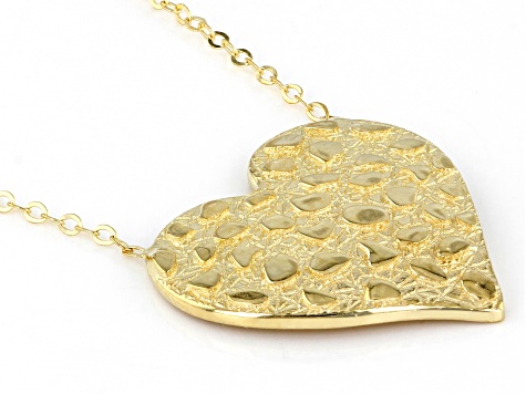 14K Yellow Gold Heart 18 Inch Necklace