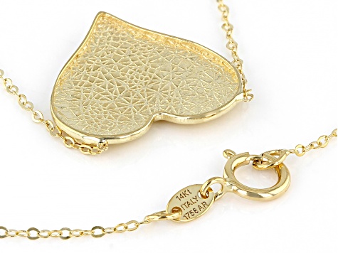14K Yellow Gold Heart 18 Inch Necklace