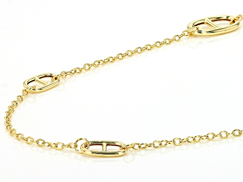 14K Yellow Gold Mariner Link 18 Inch Station Necklace