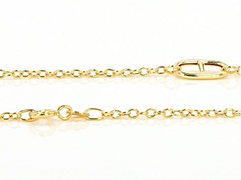 14K Yellow Gold Mariner Link 18 Inch Station Necklace