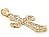 14K Yellow Gold & Rhodium Over 14k Yellow Gold Diamond Cut Cross Pendant