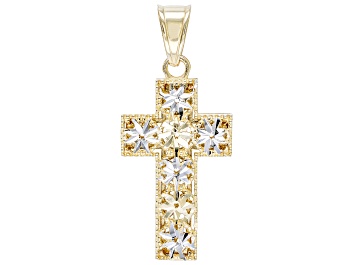 Picture of 14K Yellow Gold And Rhodium Over 14K Yellow Gold Diamond-Cut Cross Pendant