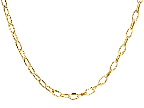 14K Yellow Gold Oval Knife-Edged Rolo 18 Inch Chain