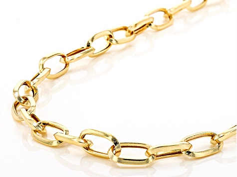 14K Yellow Gold Oval Knife-Edged Rolo 18 Inch Chain