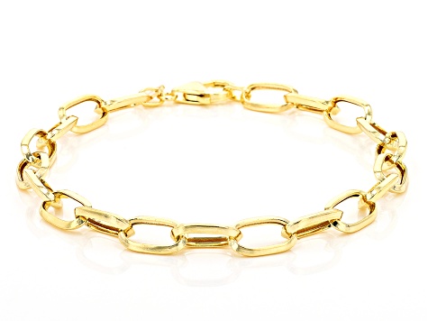 14K Yellow Gold Oval Knife Edged Rolo Link Bracelet