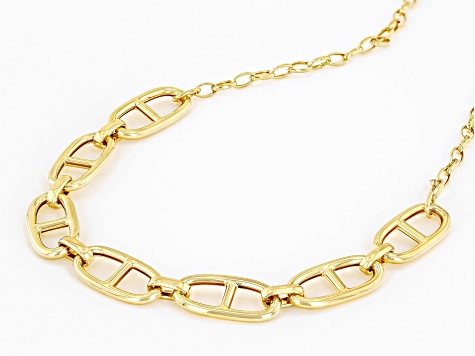 14K Yellow Gold Alternata Mariner Link Station 18 Inch Necklace