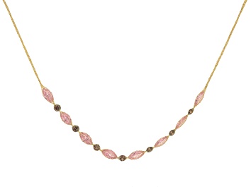 Picture of 14k Yellow Gold Pink Cubic Zirconia Tiara Crochet D'Tuscano 18 Inch Necklace