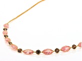 14k Yellow Gold Pink Cubic Zirconia Tiara Crochet D'Tuscano 18 Inch Necklace