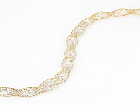 14K Yellow Gold White Cubic Zirconia Oval Crochet D'Tuscano Bracelet