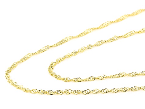 14k Yellow Gold Singapore Chain Necklace Set Of Two