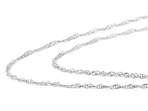 14k White Gold Singapore Chain Necklace Set Of Two