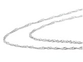 14k White Gold Singapore Chain Necklace Set Of Two