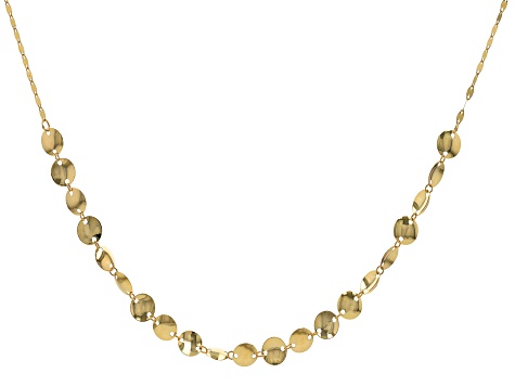 14K Yellow Gold Mirror Disc 18 Inch Necklace