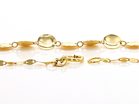 14K Yellow Gold Mirror Disc 18 Inch Necklace