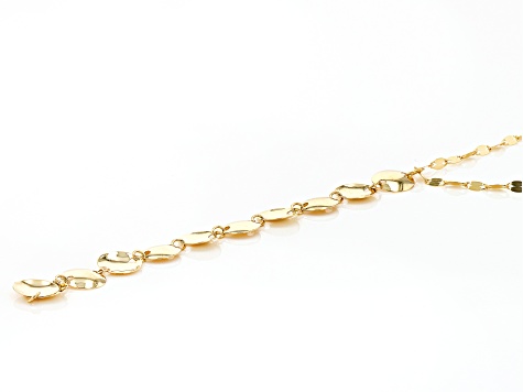 14K Yellow Gold Mirror Disc Drop 18 Inch Necklace