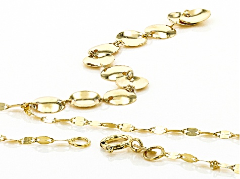 14K Yellow Gold Mirror Disc Drop 18 Inch Necklace