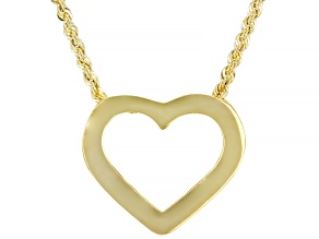 14K Yellow Gold Sliding Heart Rope 18 Inch Necklace