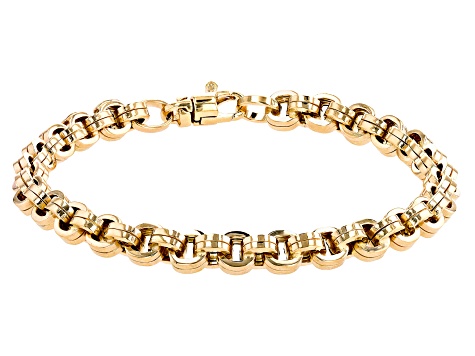 14K Yellow Gold Double Square Rolo Link Bracelet - GS282 | JTV.com