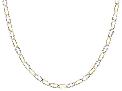 14K Yellow Gold & Rhodium Over 14K White Gold Starburst Link 20 Inch Chain