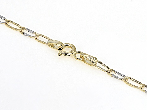 14K Yellow Gold & Rhodium Over 14K White Gold Starburst Link 20 Inch Chain