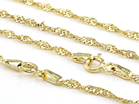 14k Yellow Gold Singapore Chain Set Of Two