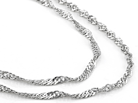 Rhodium Over 14k White Gold Singapore Chain Set Of Two