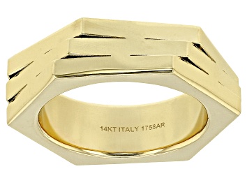 Picture of 14k Yellow Gold Hexagonal Triple Band Ring