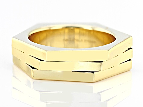 14k Yellow Gold Hexagonal Triple Band Ring