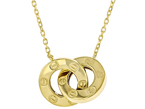 14k Yellow Gold Interlocking Circles 18 Inch Necklace