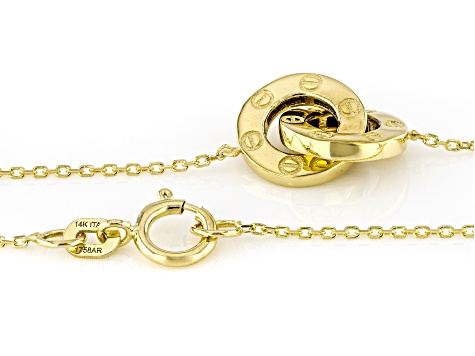 14k Yellow Gold Interlocking Circles 18 Inch Necklace
