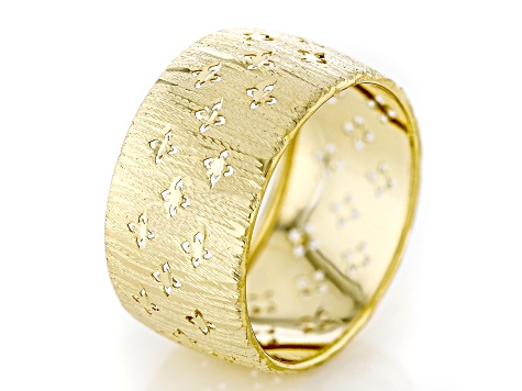 14k Yellow Gold 10.5mm Clover Pattern Band Ring