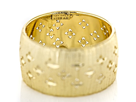 14k Yellow Gold 10.5mm Clover Pattern Band Ring