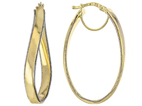 14k Yellow & White Gold Wavy Hoop Earrings