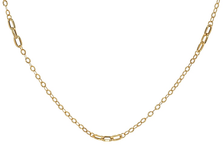 14k Yellow Gold Oval Link Station Necklace