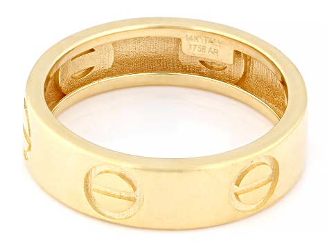 14k Yellow Gold Diamond Cut Station Ring