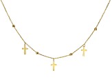 Stefano Oro 14k Yellow Gold Bead and Cross Station Necklace